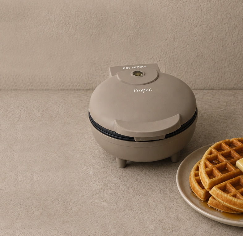Proper compact waffle cooker in sage